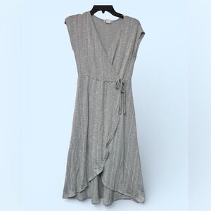 Elegant light blue faux Wrap Dress